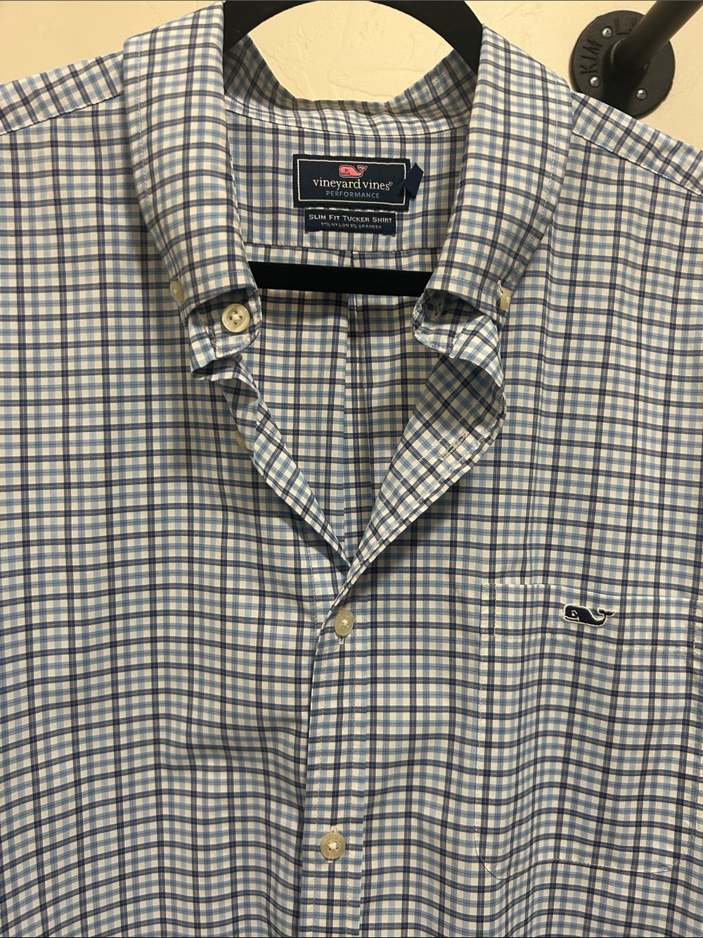 Vineyard Vines Slim Fit Button-Down in Light Blue and Navy Check